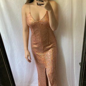 NaaNaa petite all over sequin dress in rose gold